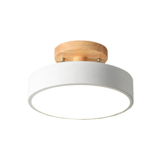 Scandinavische LED Plafondlamp met Houtdetails