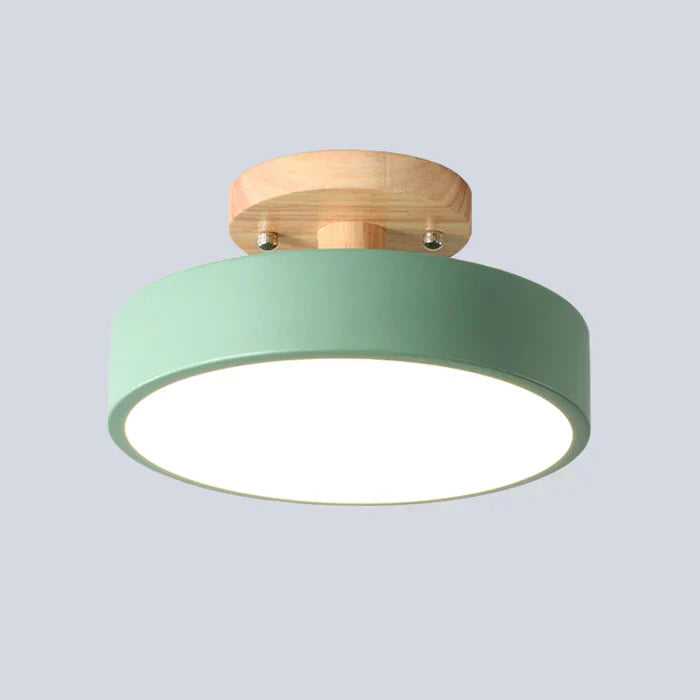 Scandinavische LED Plafondlamp met Houtdetails