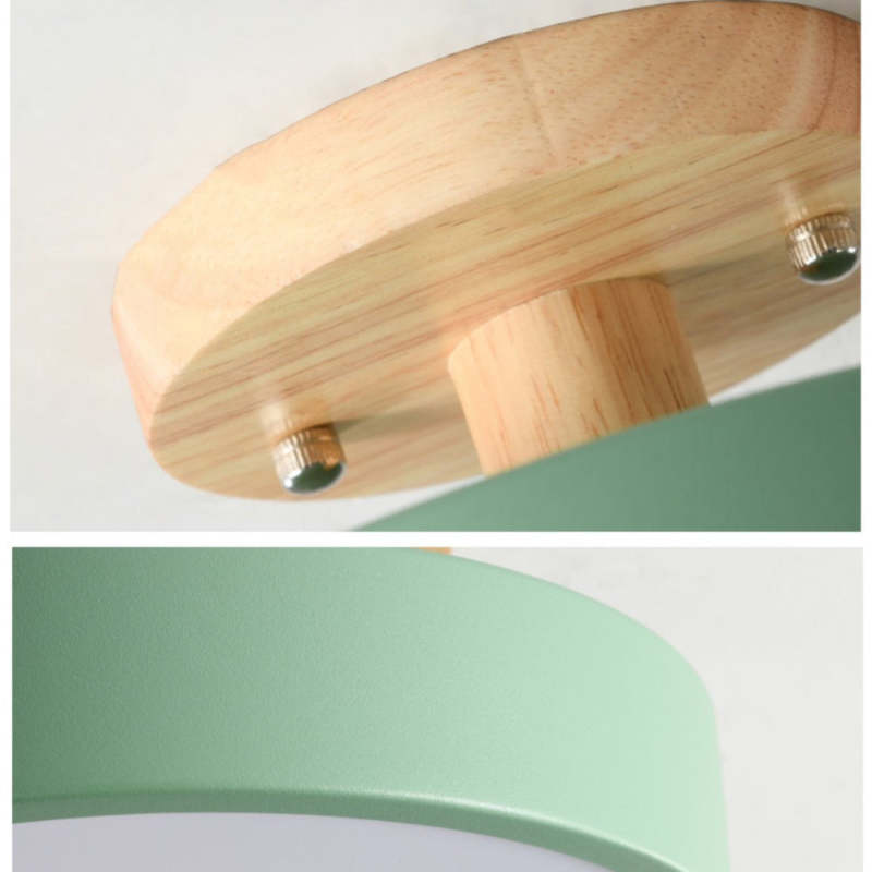 Moderne LED Plafondlamp van Hout en Acryl