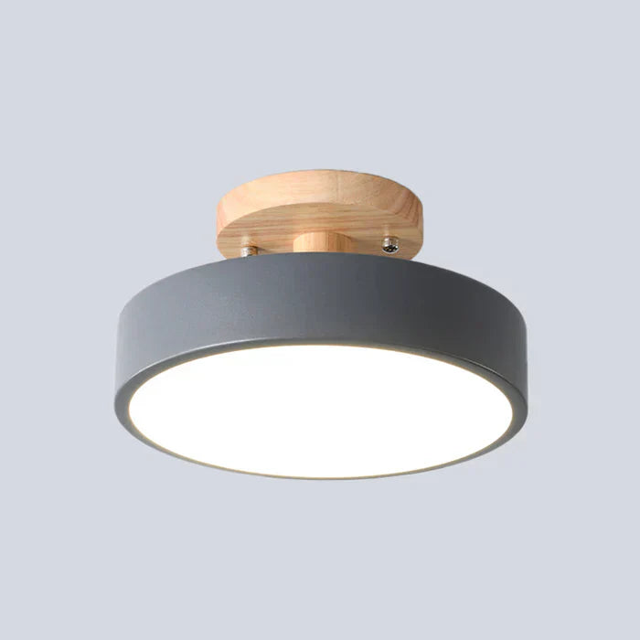 Scandinavische LED Plafondlamp met Houtdetails