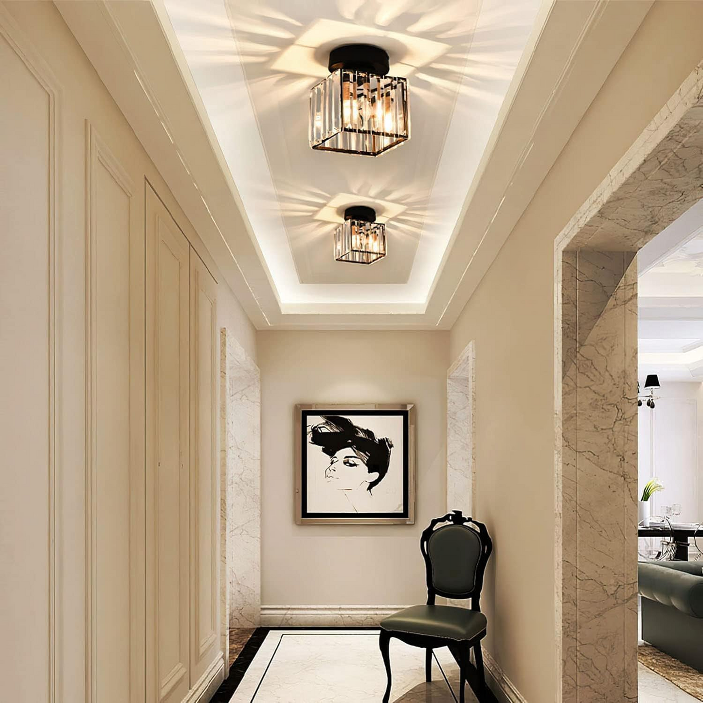 Elegante Kristallen Plafondlamp voor Modern Interieur
