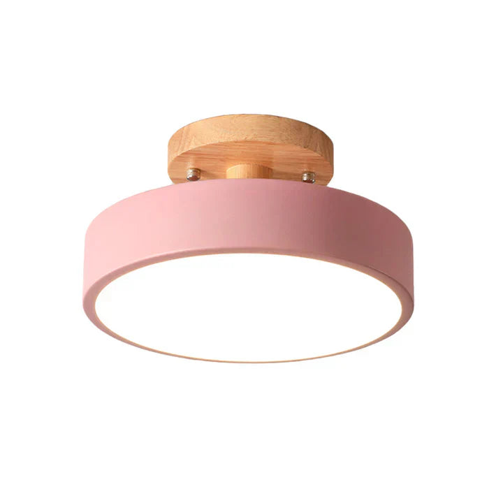 Scandinavische LED Plafondlamp met Houtdetails