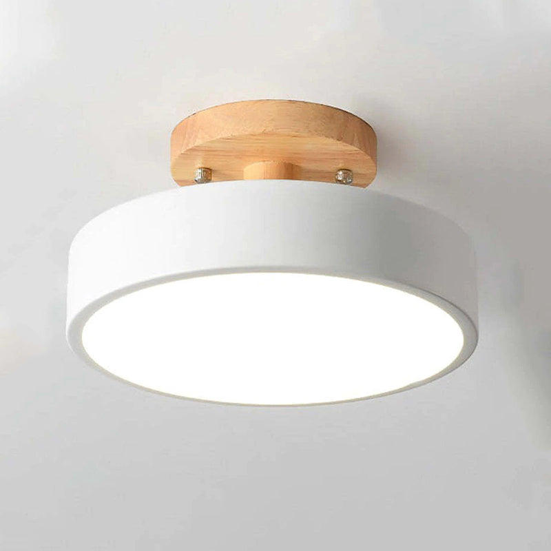 Moderne LED Plafondlamp van Hout en Acryl