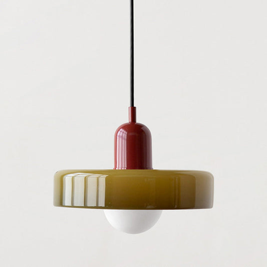 Elegante Bauhaus Hanglamp met Glas-in-Lood