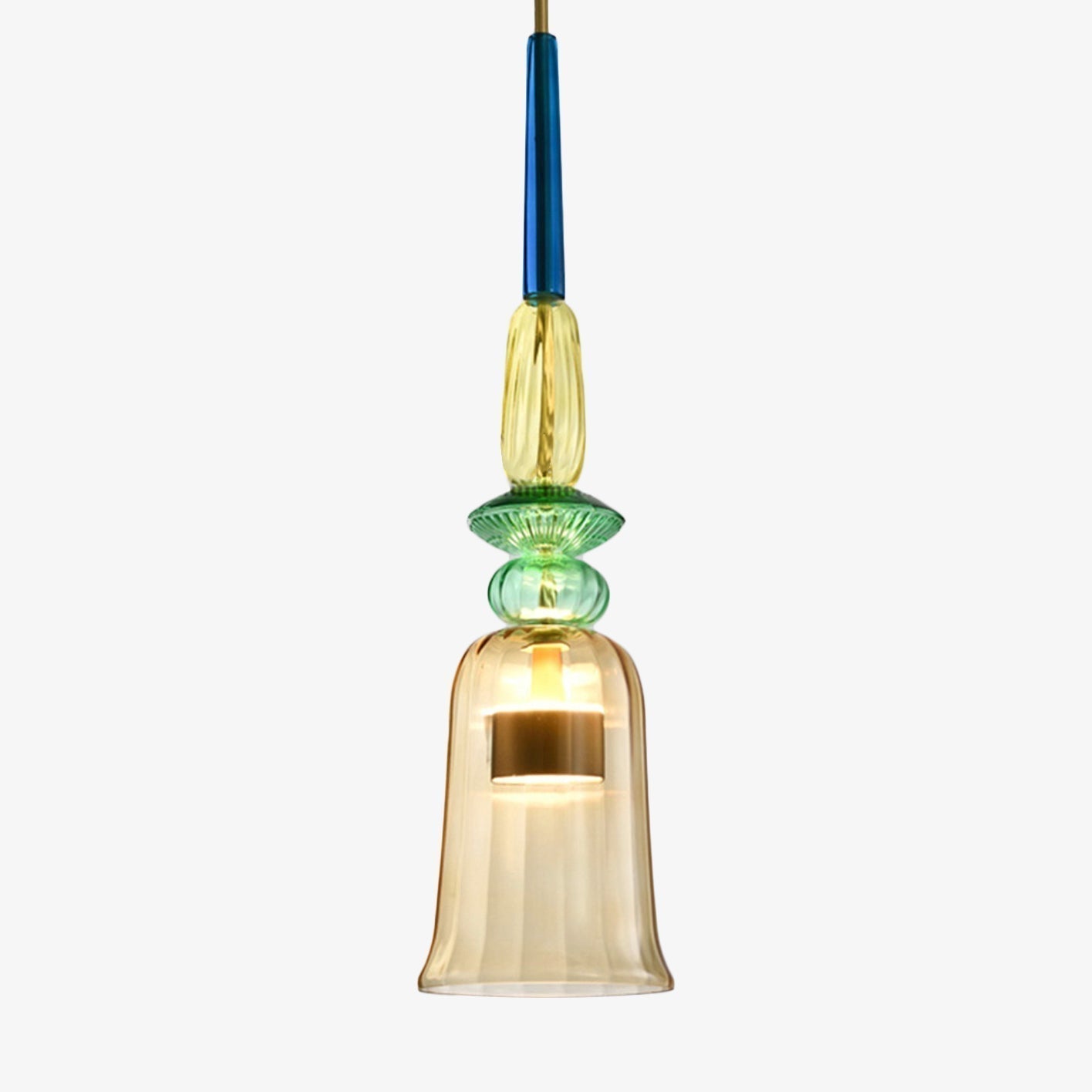 Elegante Gekleurde Glazen Hanglamp voor Sfeervolle Verlichting