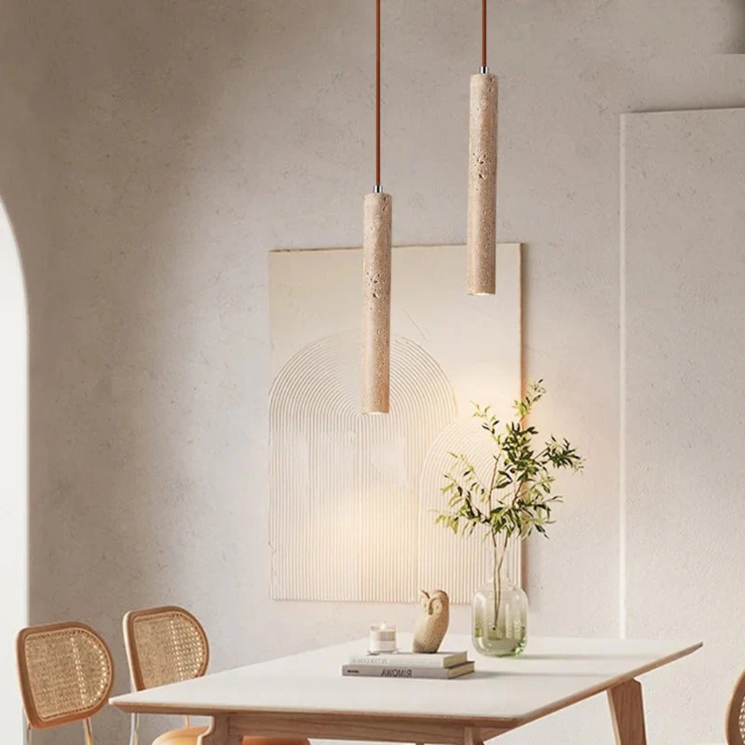 Elegante Travertijn LED Kroonluchter voor Luxe Verlichting