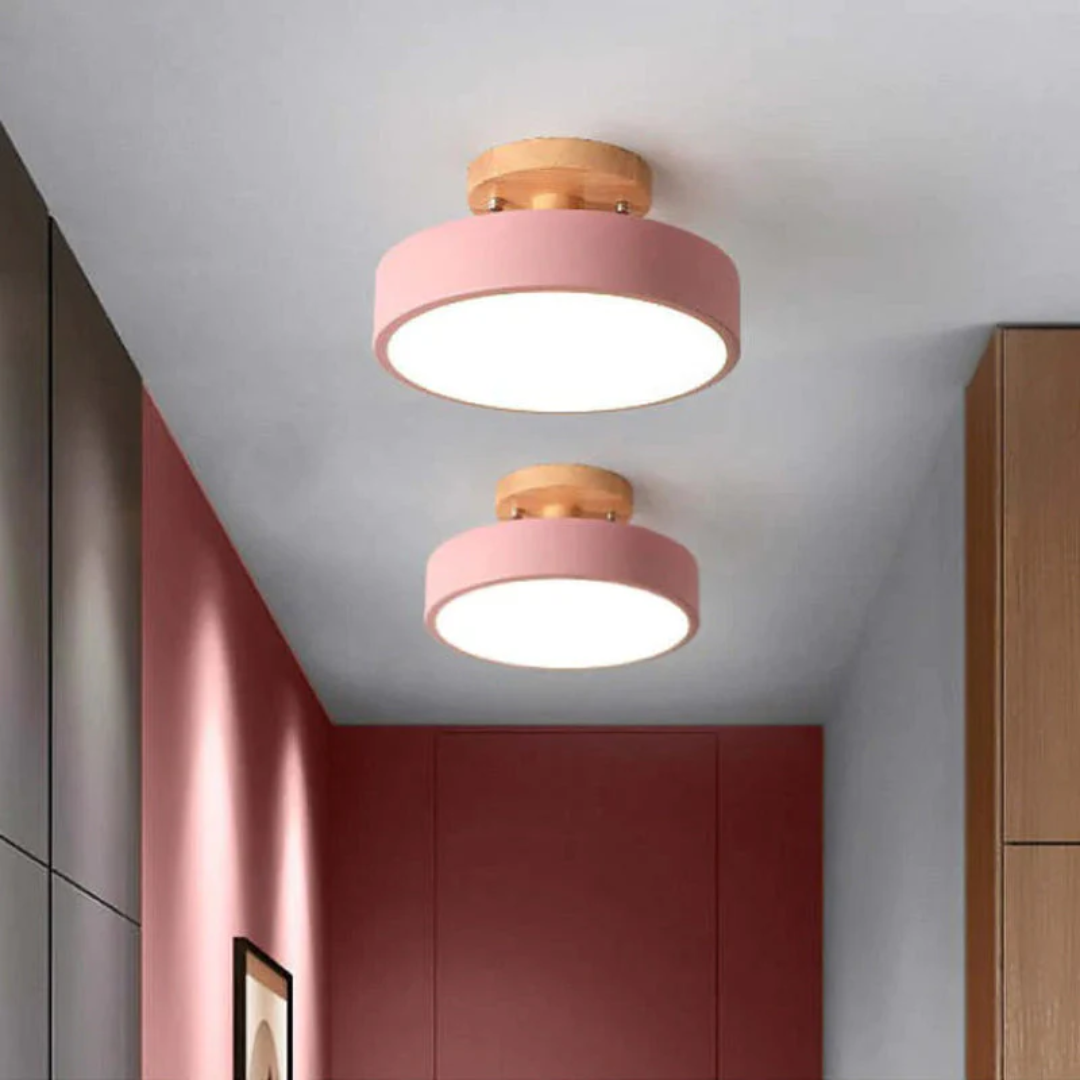 Moderne Ronde LED Plafondlamp met Hout