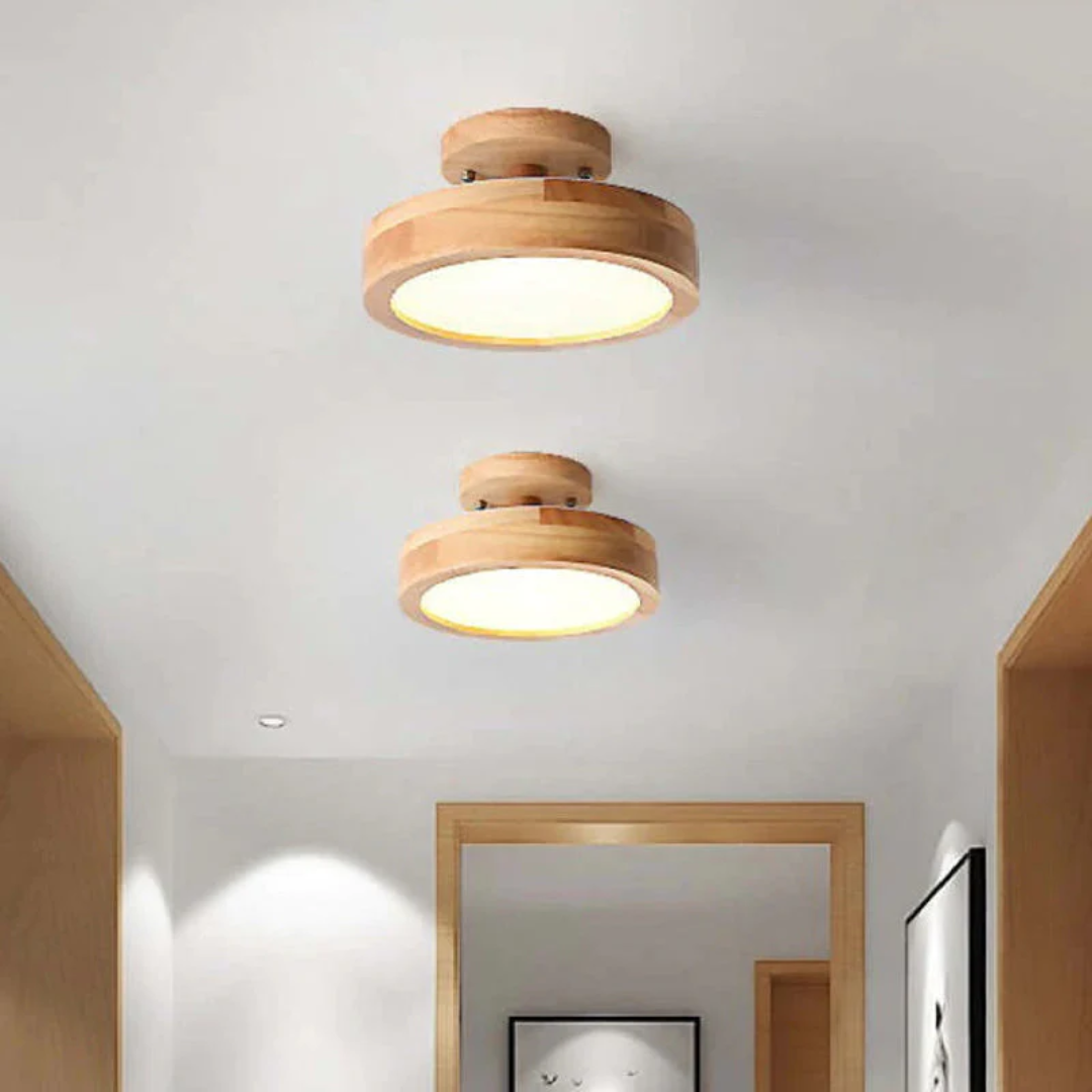 Moderne Ronde LED Plafondlamp met Hout