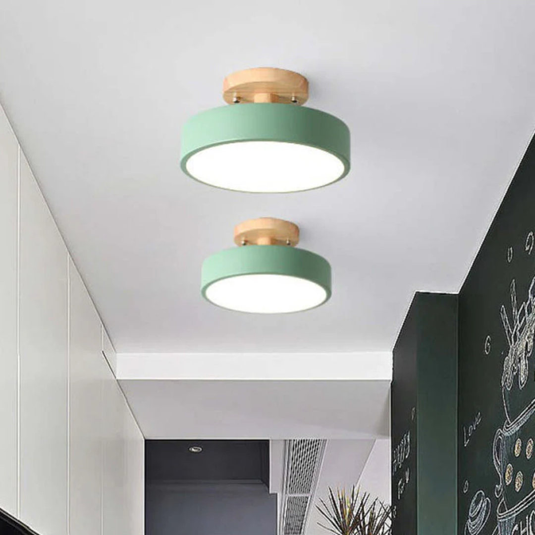 Moderne Ronde LED Plafondlamp met Hout