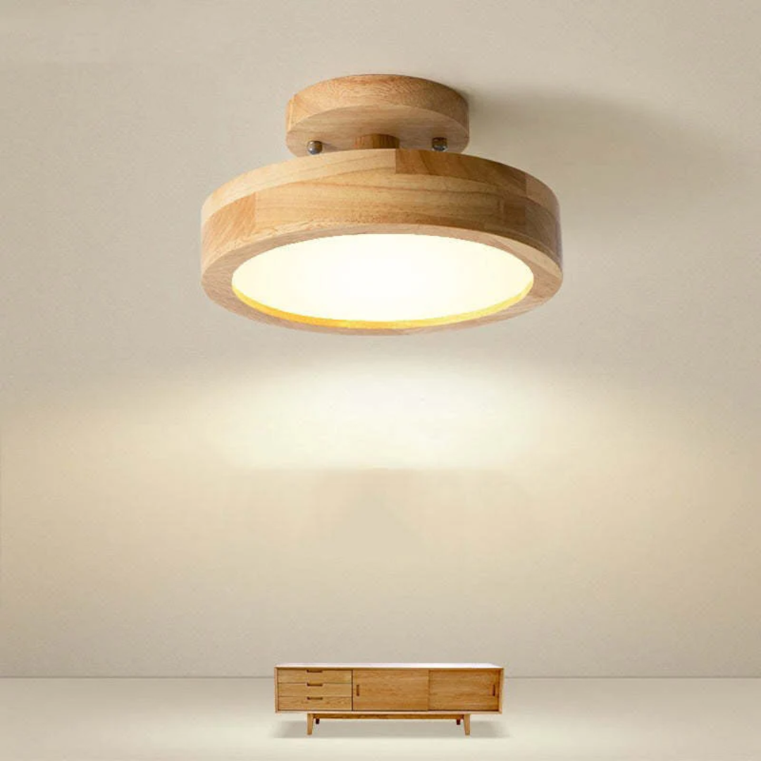Moderne Ronde LED Plafondlamp met Hout