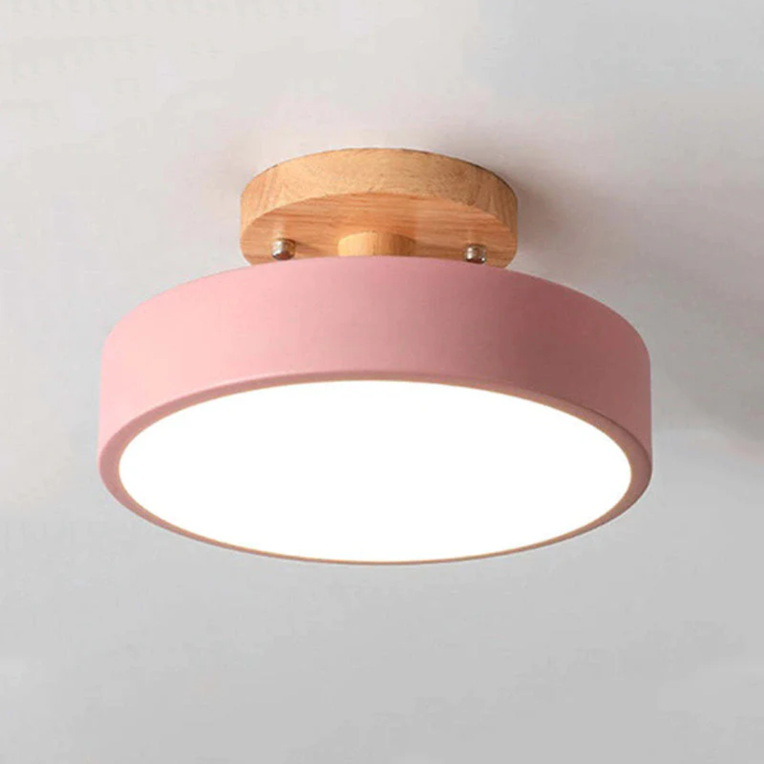 Moderne Ronde LED Plafondlamp met Hout