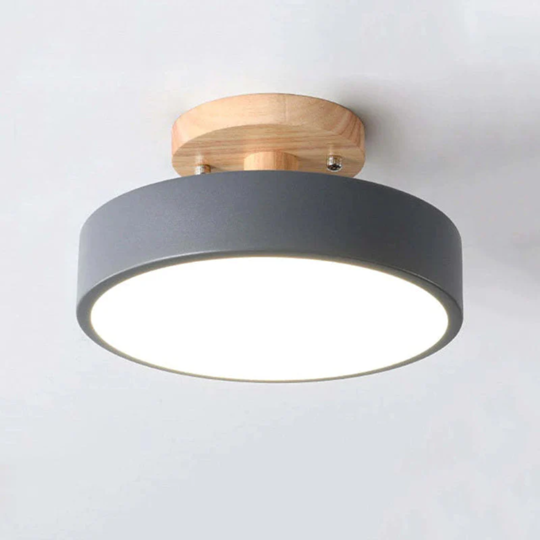Moderne Ronde LED Plafondlamp met Hout