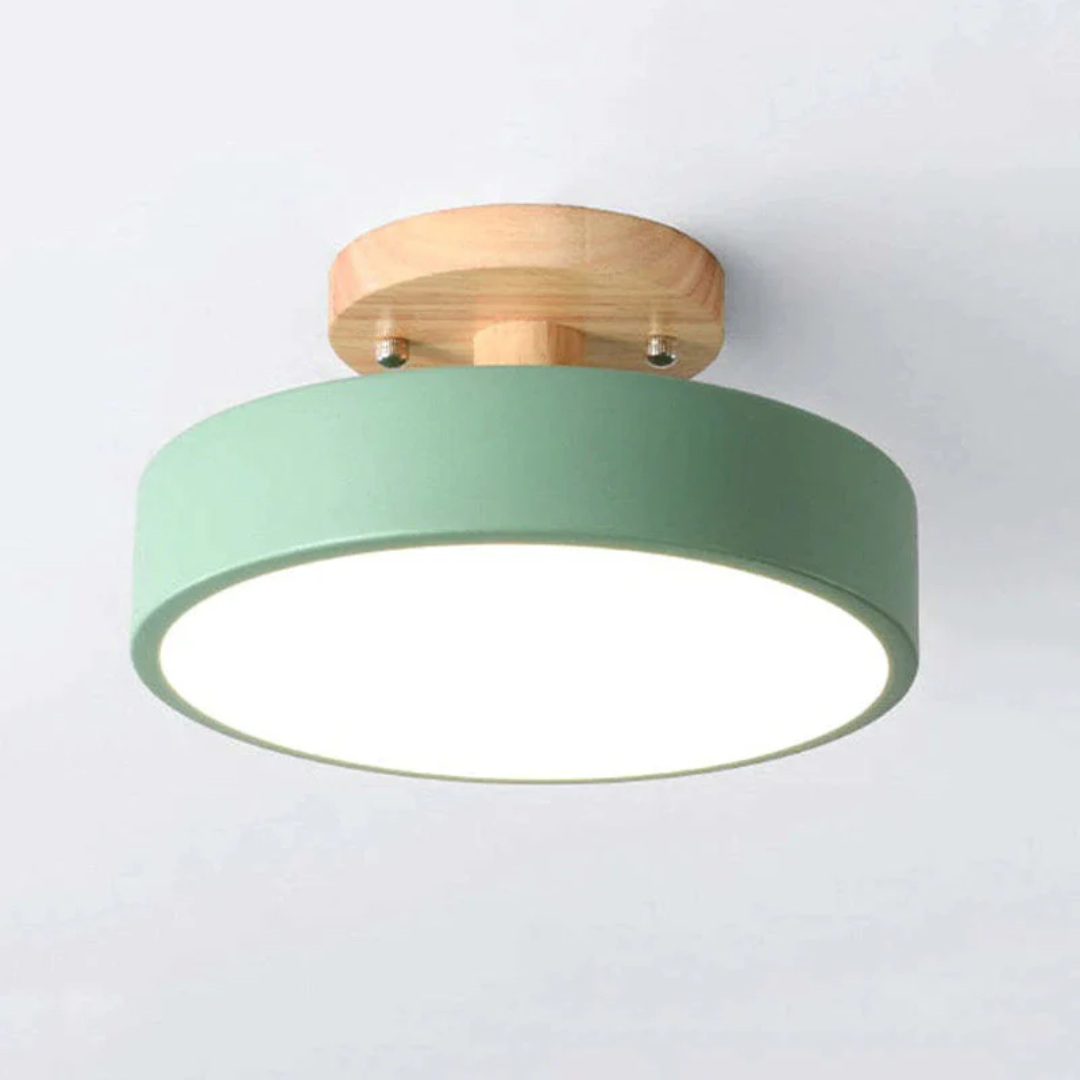 Moderne Ronde LED Plafondlamp met Hout