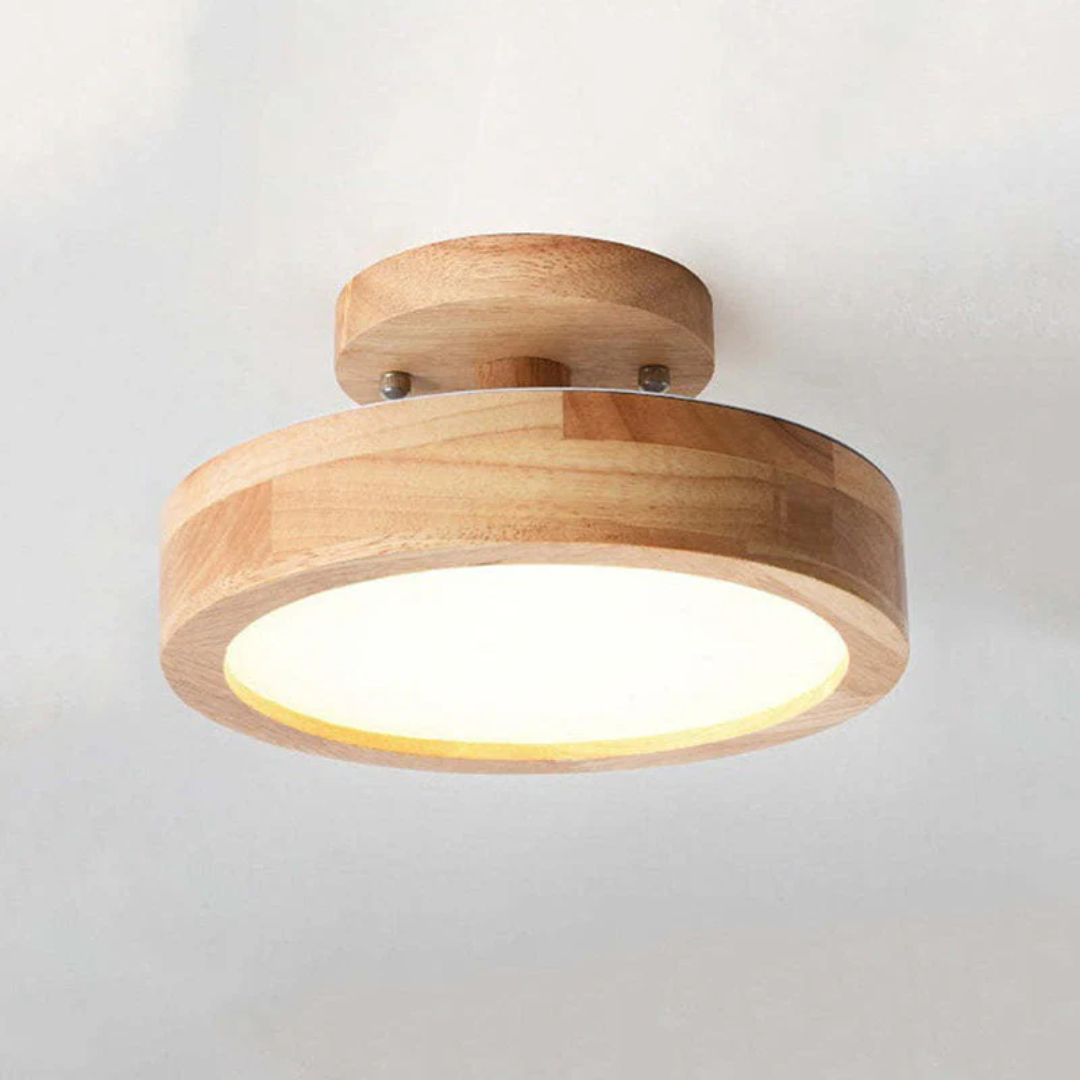 Moderne Ronde LED Plafondlamp met Hout