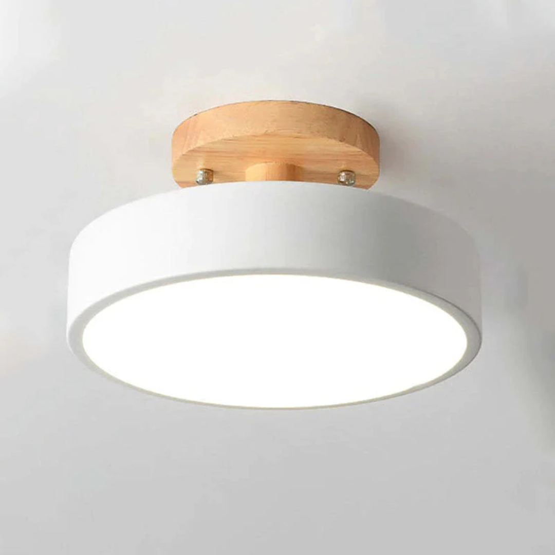 Moderne Ronde LED Plafondlamp met Hout