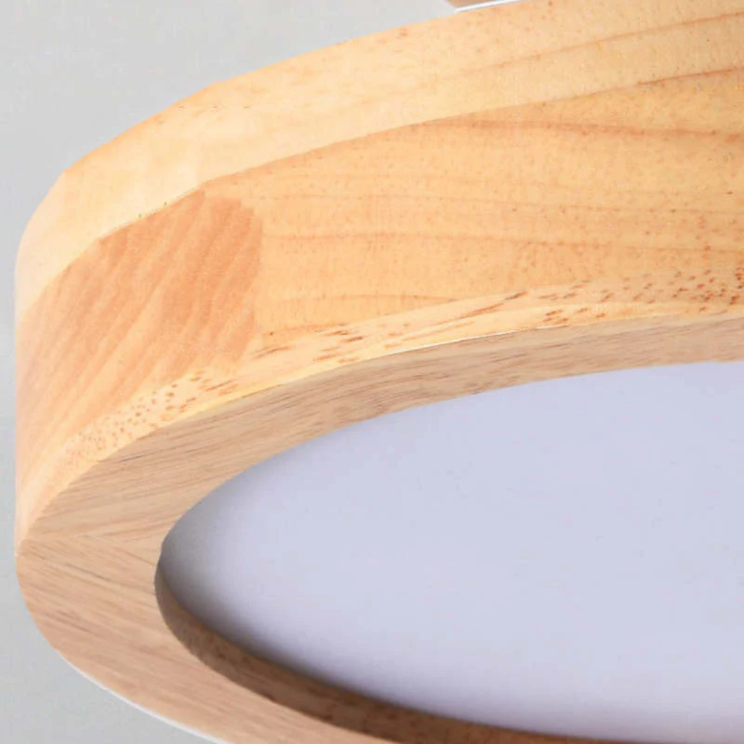 Moderne Ronde LED Plafondlamp met Hout