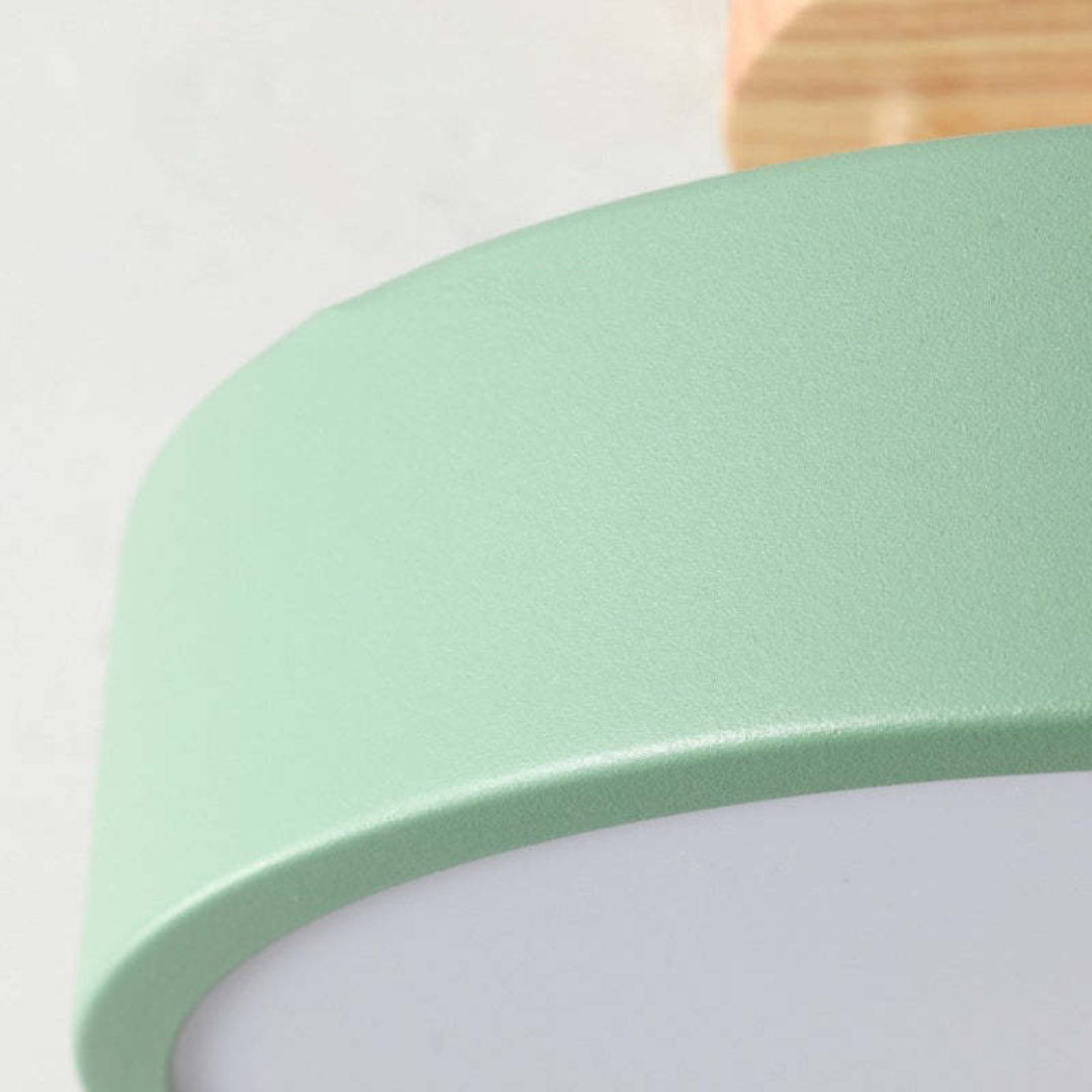 Moderne Ronde LED Plafondlamp met Hout