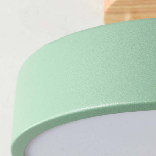 Moderne Ronde LED Plafondlamp met Hout