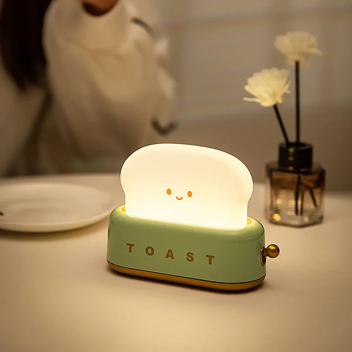 Schattige Toast Nachtlamp met Dimmfunctie