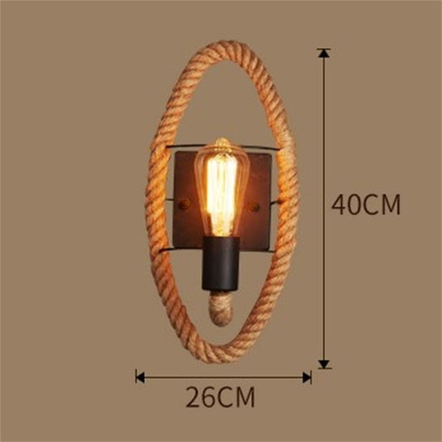 Vintage Wandlamp met Touw en IJzer