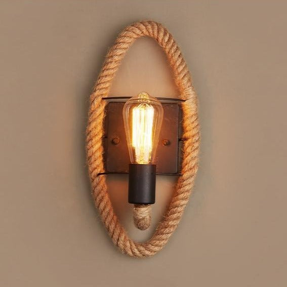 Vintage Wandlamp met Touw en IJzer