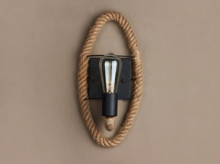 Vintage Wandlamp met Touw en IJzer