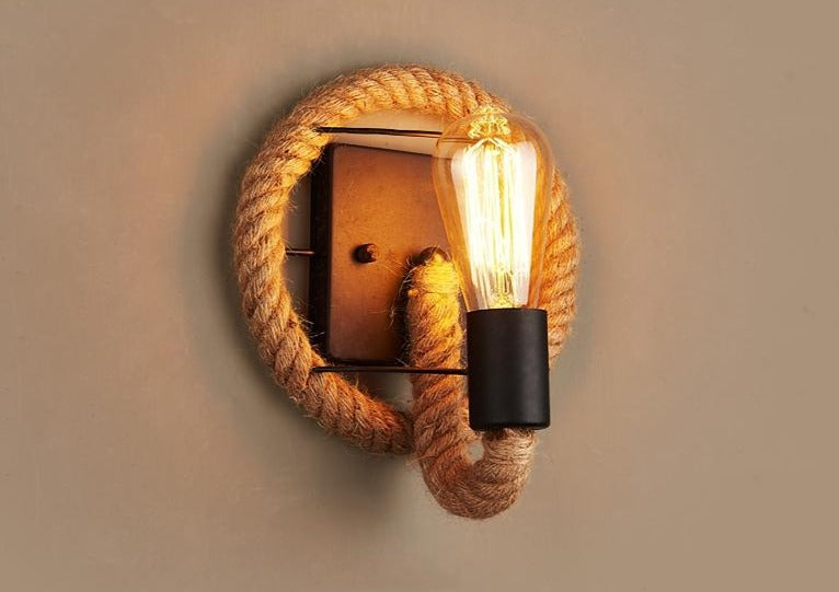 Vintage Wandlamp met Touw en IJzer