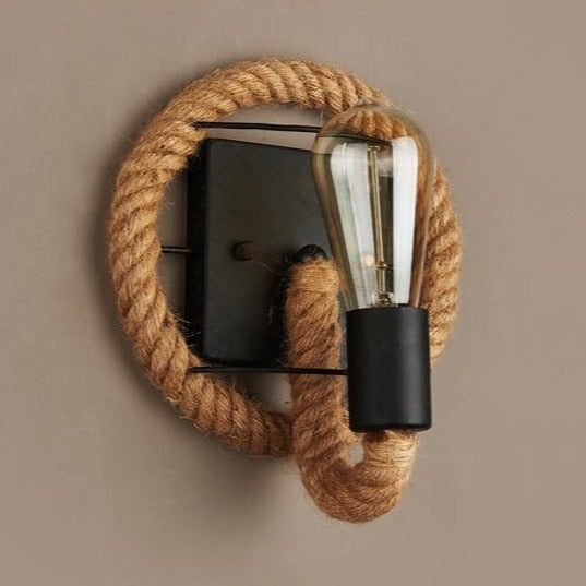 Vintage Wandlamp met Touw en IJzer