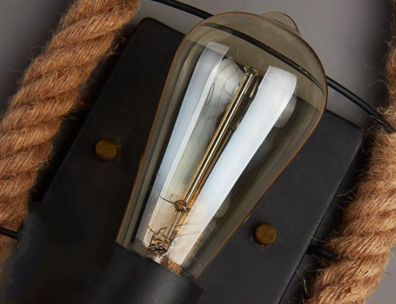 Vintage Wandlamp met Touw en IJzer