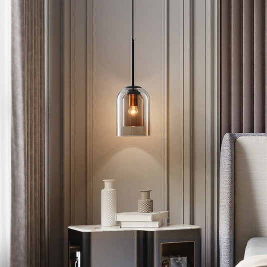 Elegante Dubbele Glazen Hanglamp voor Modern Interieur