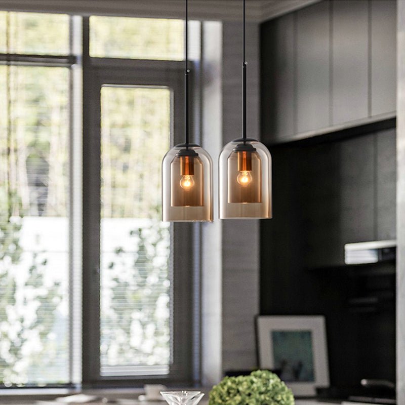 Elegante Dubbele Glazen Hanglamp voor Modern Interieur