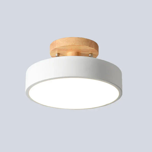 Scandinavische LED Plafondlamp met Houtdetails