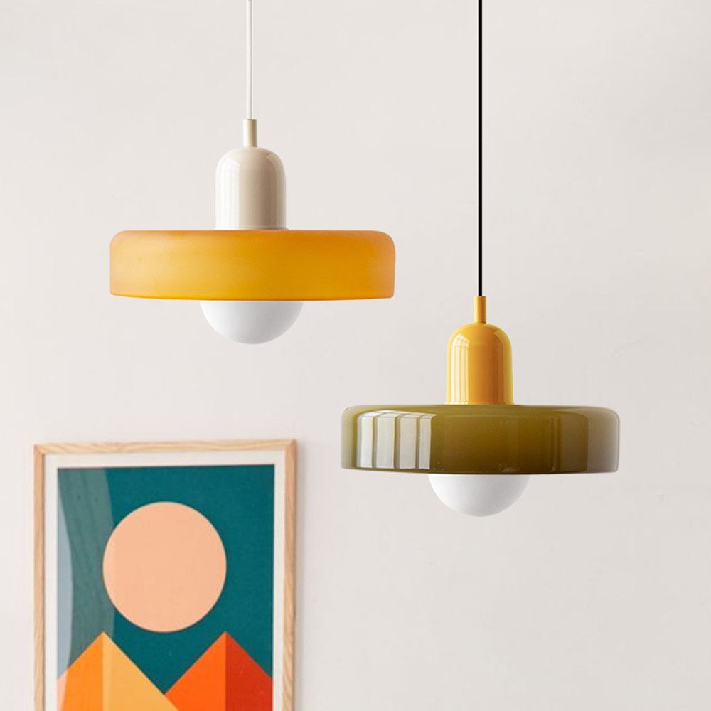 Elegante Bauhaus Hanglamp met Glas-in-Lood