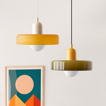 Elegante Bauhaus Hanglamp met Glas-in-Lood