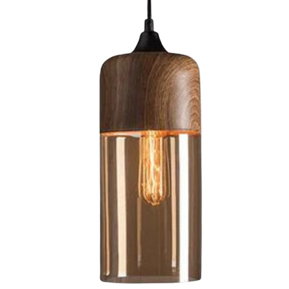 Elegante Scandinavische Houten Plafondlamp met Glas