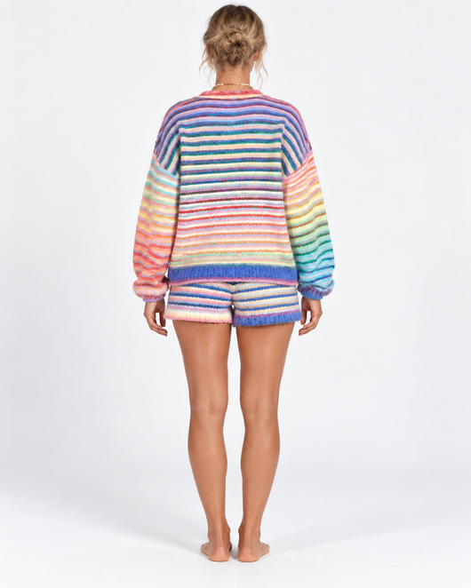 Rainbow Knit Cardigan & Shorts Set