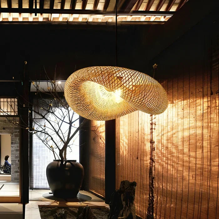Elegante Handgeweven Rieten Hanglamp voor Thuis