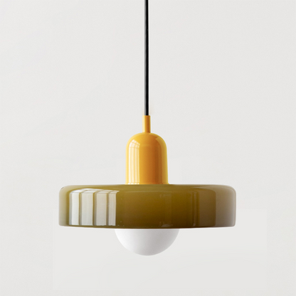 Elegante Bauhaus Hanglamp met Glas-in-Lood