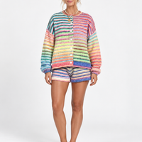 Rainbow Knit Cardigan & Shorts Set