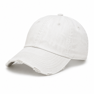 White Distressed Denim Baseball Cap