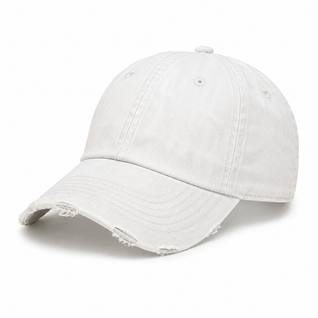 White Distressed Denim Baseball Cap