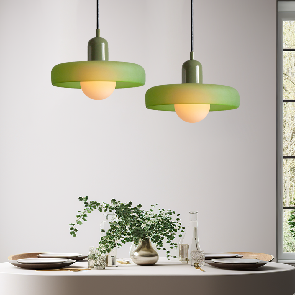 Elegante Bauhaus Hanglamp met Glas-in-Lood