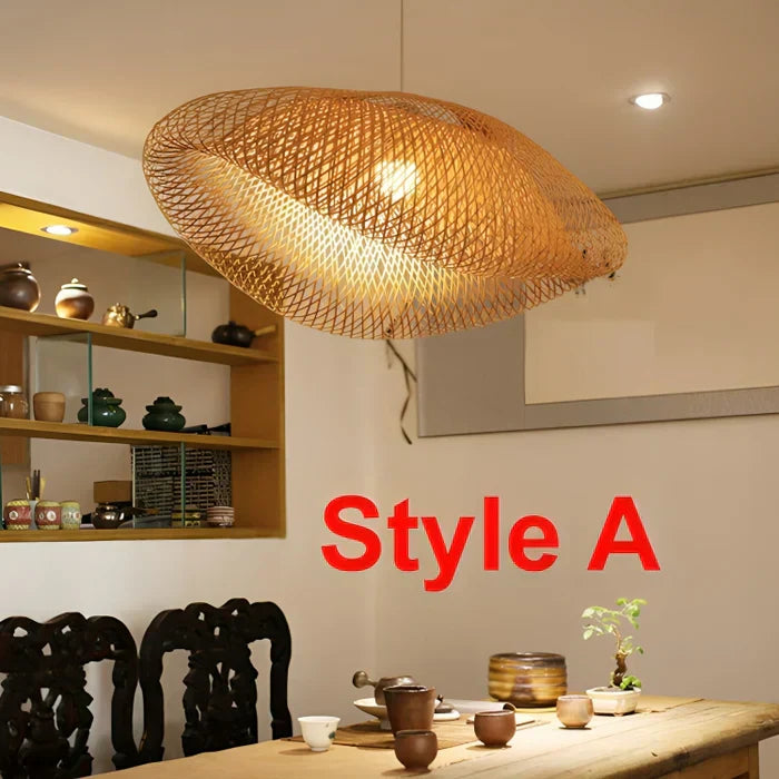 Elegante Handgeweven Rieten Hanglamp voor Thuis