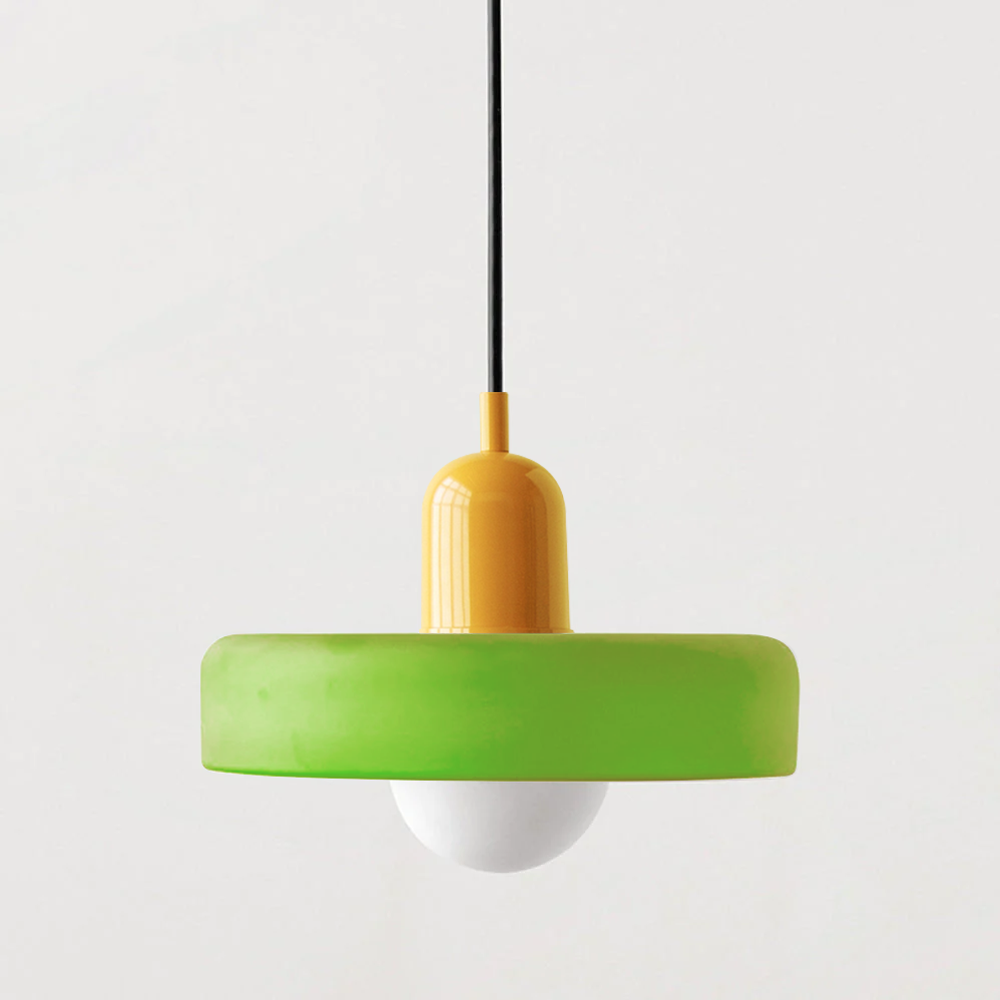 Elegante Bauhaus Hanglamp met Glas-in-Lood