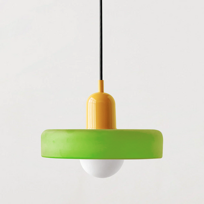 Elegante Bauhaus Hanglamp met Glas-in-Lood