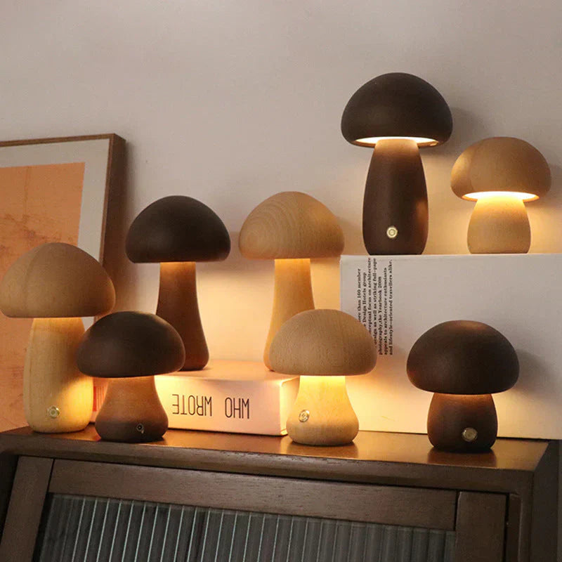 Betoverende Houten Paddenstoel Nachtlamp voor Kinderen