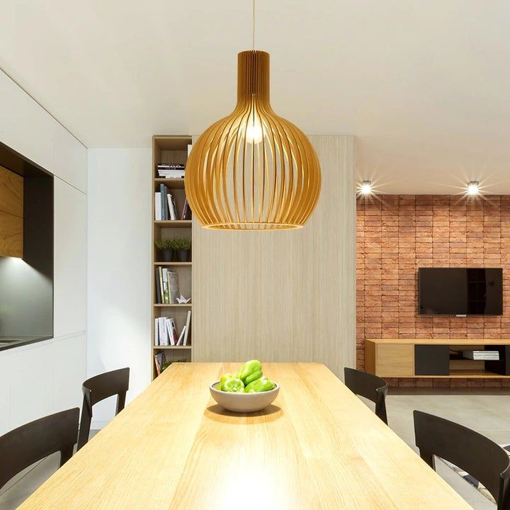 Handgemaakte Houten Hanglamp - Rustieke Verlichting
