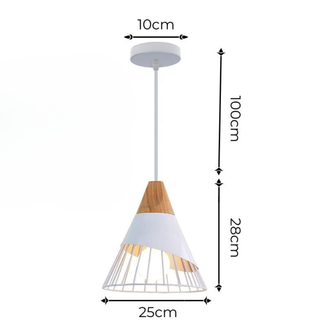 Scandinavische Industriële Hanglamp met Hout en Metaal