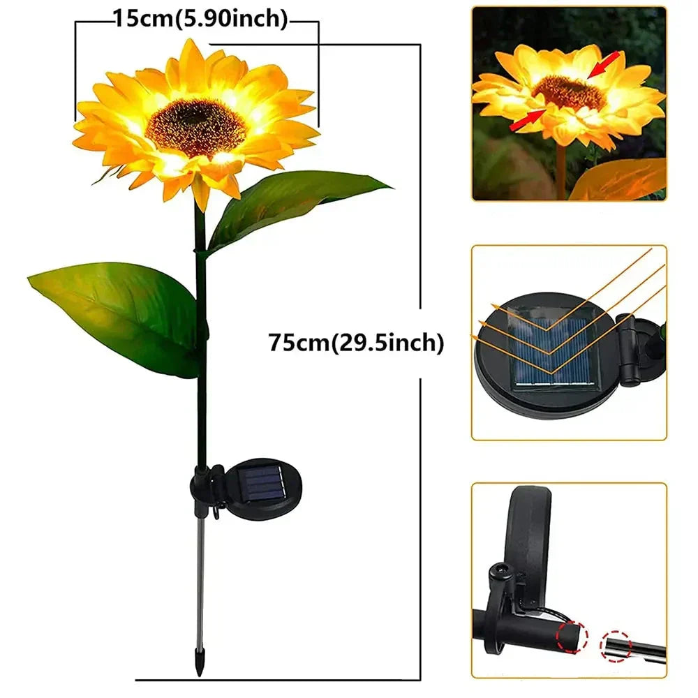 Zonne-energie Zonnebloemlamp voor Buitenverlichting