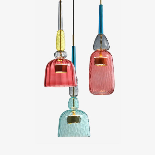 Elegante Gekleurde Glazen Hanglamp voor Sfeervolle Verlichting